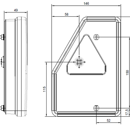 Fristom Fristom FT-277 rechts - inclusief achteruitrijverlichting - LED - 211x146x49 mm