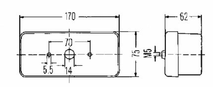 Hella 3 kamer achterlicht Rechts 75x170x62mm