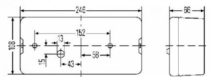 Hella Achterlicht - Hella - 4 kamer - links - 246x108x66 mm - vlakstekker aanlsuiting