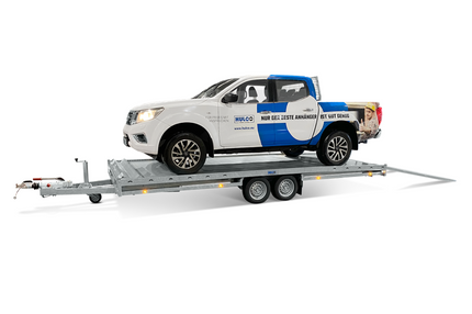 Hulco Geremde Hulco Carax autotransporter - 440x207 cm - 3000 kg bruto laadvermogen - 56 cm laadvloerhoogte - inclusief oprijplaten