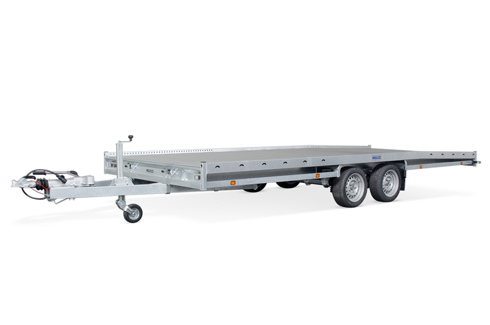 Hulco Geremde Hulco Carax autotransporter - 440x207 cm - 3000 kg bruto laadvermogen - 56 cm laadvloerhoogte - inclusief oprijplaten