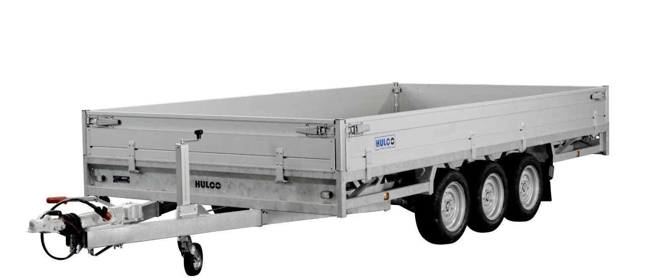 Hulco Geremde Hulco Medax plateauwagen - 405x223 cm - 3500 kg bruto laadvermogen - 30 cm borden - tridemasser