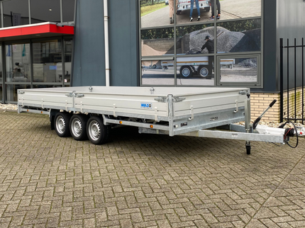 Hulco Geremde Hulco Medax plateauwagen - 502x203 cm - 3500 kg bruto laadvermogen - 30 cm borden - tridemasser