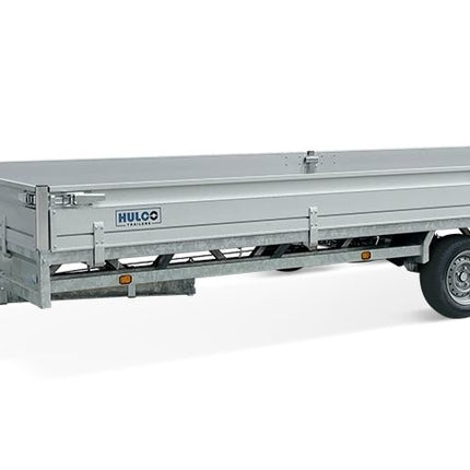 Hulco Geremde Hulco Medax plateauwagen - 502x203 cm - 3500 kg bruto laadvermogen - 30 cm borden - tandemasser