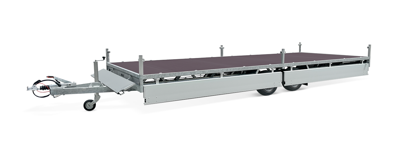 Hulco Geremde Hulco Medax plateauwagen - 502x203 cm - 3500 kg bruto laadvermogen - 30 cm borden - tandemasser