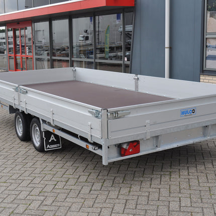 Hulco Geremde Hulco Medax plateauwagen - 502x203 cm - 3500 kg bruto laadvermogen - 30 cm borden - tandemasser