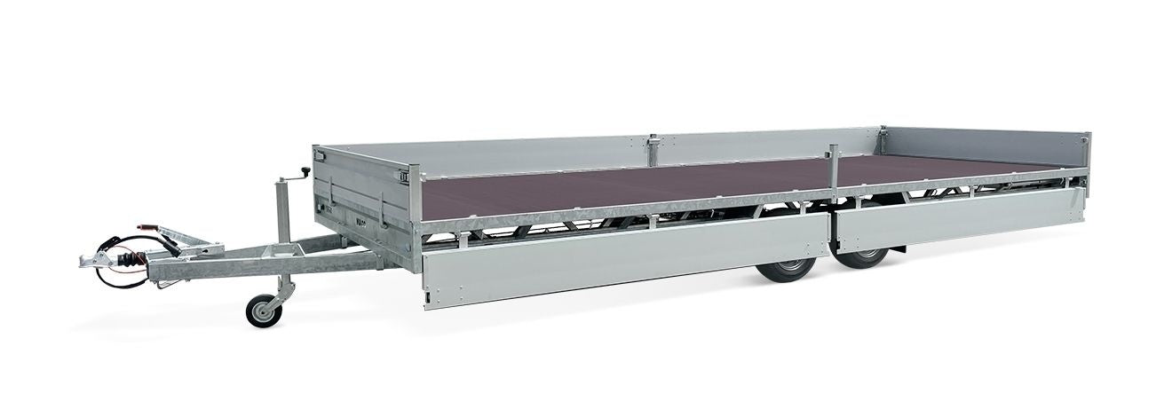 Hulco Geremde Hulco Medax plateauwagen - 611x203 cm - 3000 kg bruto laadvermogen - 30 cm borden - tandemasser