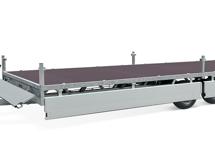 Hulco Geremde Hulco Medax plateauwagen - 611x203 cm - 3500 kg bruto laadvermogen - 30 cm borden - tandemasser