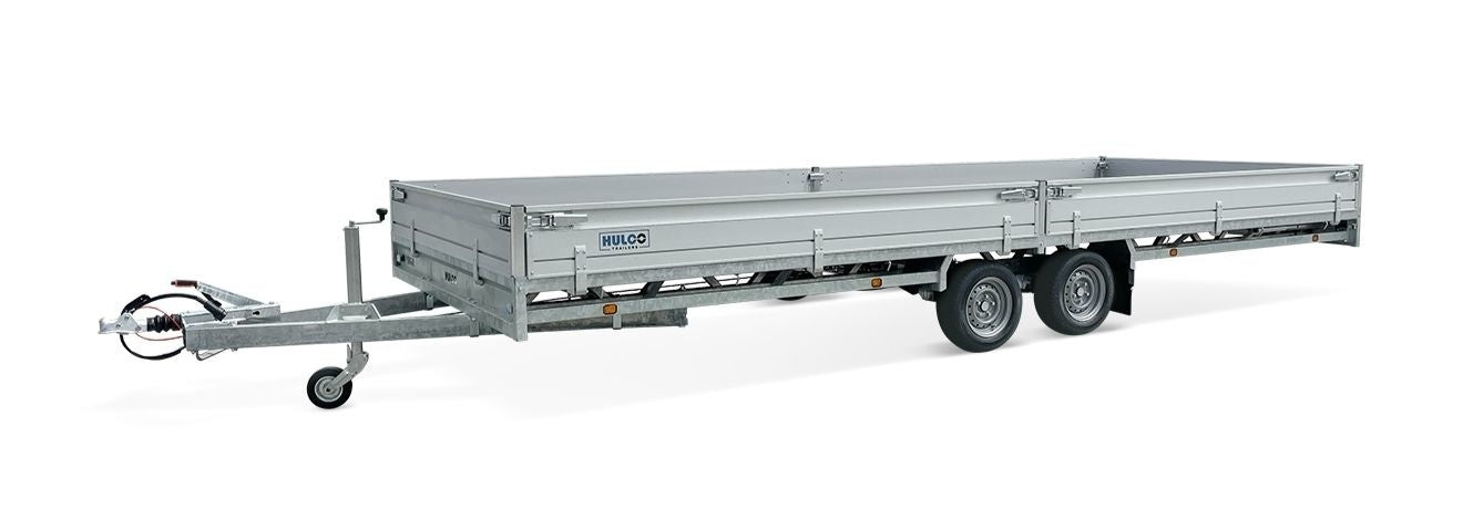 Hulco Geremde Hulco Medax plateauwagen - 611x223 cm - 3000 kg bruto laadvermogen - 30 cm borden - tandemasser
