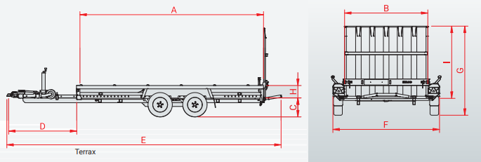 Hulco Hulco TERRAX -3 3500 machinetransporter - 3500 kg bruto laadvermogen - machinetransporter - 394x180 cm laadoppervlak - geremd