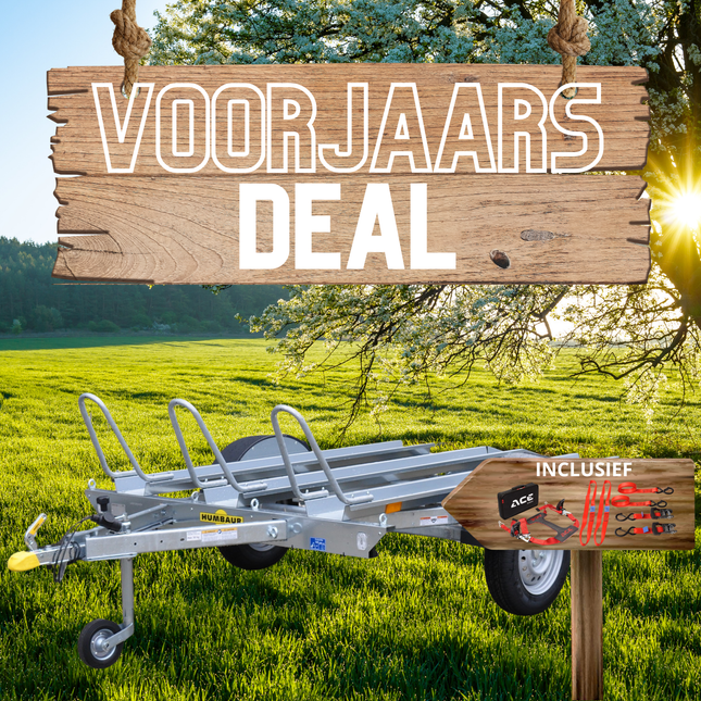 Humbaur Voorjaars aanbieding! - motor aanhanger - 750 kg bruto laadvermogen - Humbaur - inclusief spanbanden set