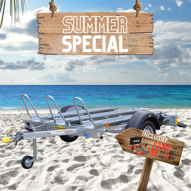 Humbaur Zomer aanbieding! - motor aanhanger - 750 kg bruto laadvermogen - Humbaur - inclusief spanbanden set
