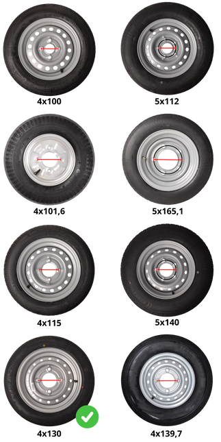 Kargotrail Compleet aanhanger wiel - 145/80R13 - steekmaat: 4x130 - draagvermogen: 425 kg - naafdiameter: 85 mm