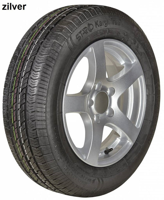 Kargotrail Compleet aanhanger wiel - 195R14 - lichtmetalen velg - steekmaat: 5x112 - draagvermogen: 900 kg - naafdiameter: 67 mm - ET30