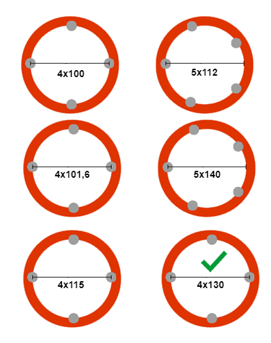 Kargotrail Compleet wiel 135R13 band + velg - steekmaat 4x130 - draagvermogen 335 kg - naafdiameter 85 mm