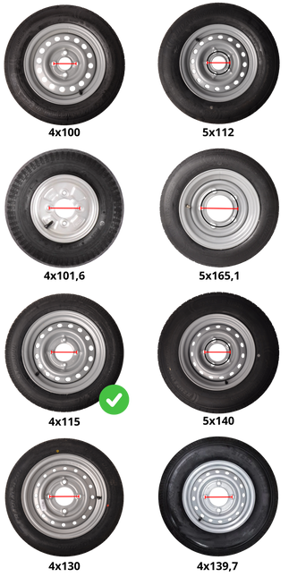 Kargotrail Compleet wiel 145/70R13 band + velg - steekmaat 4x115 - draagvermogen 425kg 85 mm naafdiameter