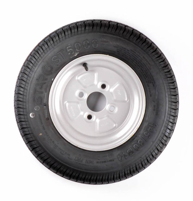 Kargotrail Compleet  wiel - 145/80R10(145R10) band + velg - opel steek: 4x100 - draagvermogen 375 kg - 4PR - naafdiameter 60 mm