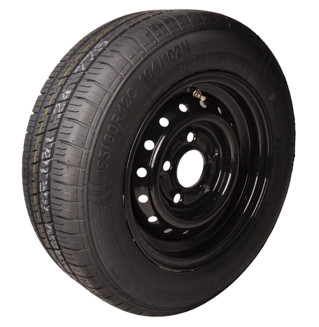 Kenda Compleet aanhanger wiel - 185/60R12C - zwarte velg - steekmaat: 5x112 - draagvermogen: 900 kg - naafdiameter: 67 mm