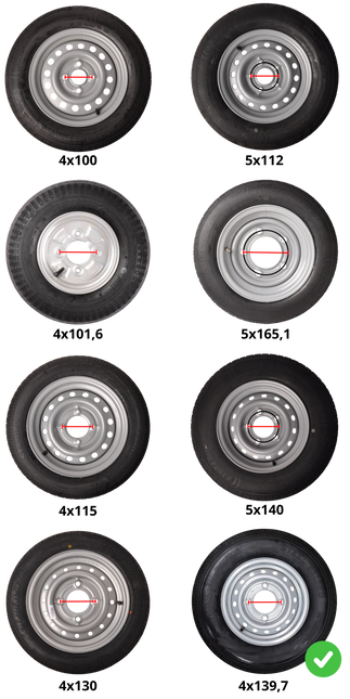 Kenda Ifor Williams Wiel 165R13C band + velg- steekmaat 4x139,7 - draagvermogen 710kg - 95,5 mm naafdiameter