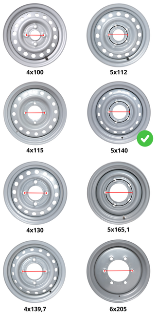 Kenda Losse 10 inch aanhanger velg - 6.00Ix10 - steekmaat: 5x140 - draagvermogen: 750 kg - naafdiameter: 94 mm - ET-4
