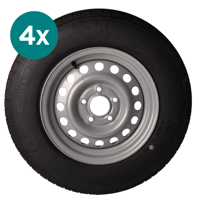 Kenda Set van 4 wielen - 185/80R14C - steekmaat: 5x112 - draagvermogen: 900 kg - naafdiameter: 67 mm
