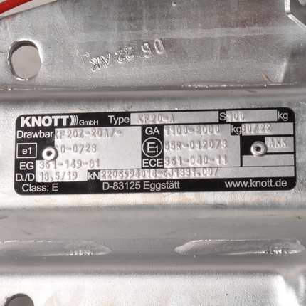 Knott Knott oplooprem aanhanger - KF20 - maximaal trekvermogen: 2000 kg - incl. neuswielconsole - V-dissel aansluiting