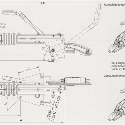 Knott Knott oplooprem aanhanger - KF27 - maximaal trekvermogen: 2700 kg - V-dissel aansluiting - incl. neuswielconsole