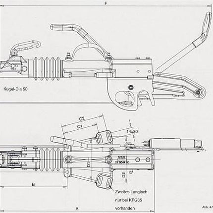 Knott Knott oplooprem aanhanger - KFG35 - maximaal trekvermogen: 3500 kg - V-dissel met console voor neuswiel