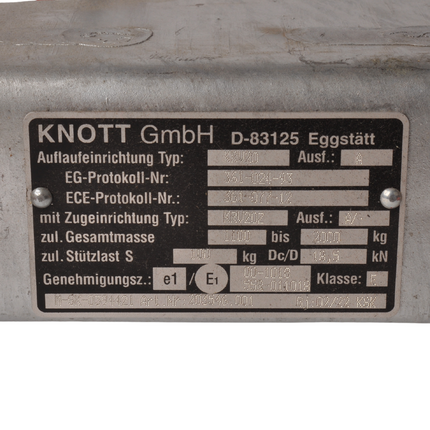 Knott Knott oplooprem aanhanger - KRV20A - maximaal trekvermogen: 2000 kg - aansluiting koker: 100 mm - incl. neuswielconsole