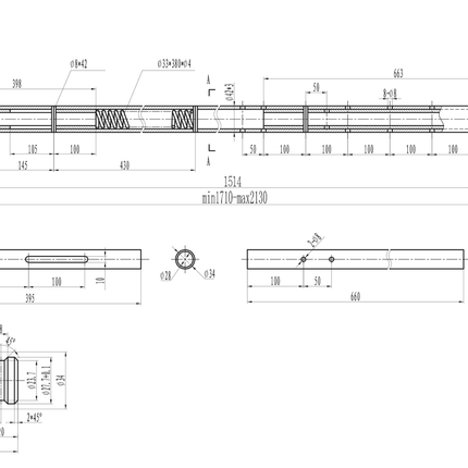 Novio Telescoopstang 1710 > 2130 mm voor vastzetrail