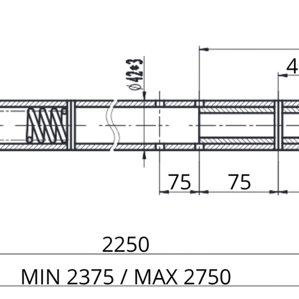 Novio Telescoopstang 2350 > 2760 mm voor vastzetrail