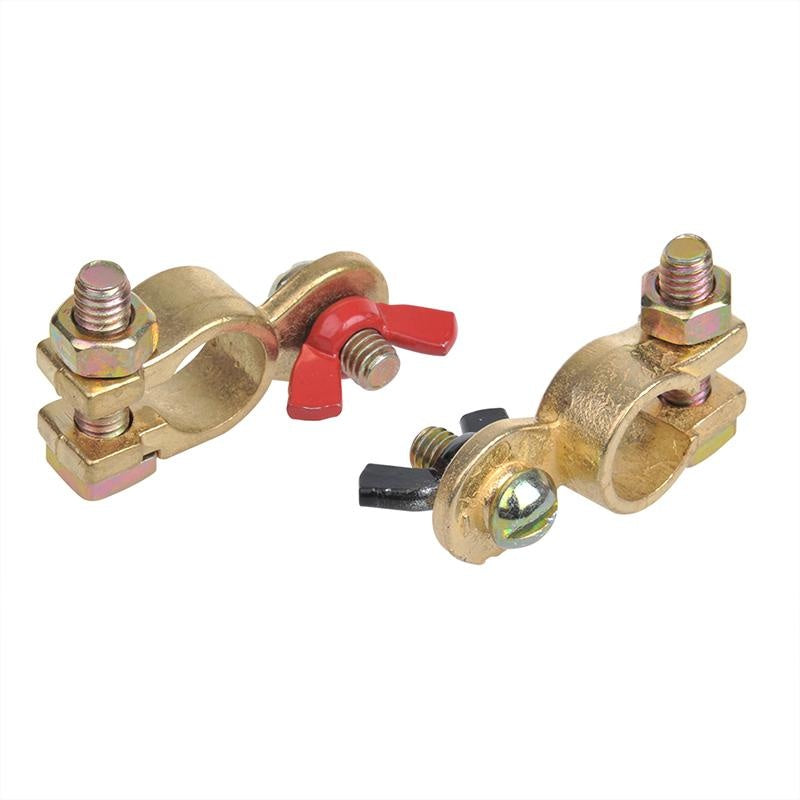 TIMESETL 1 paar 12 V/24 V accuklemmen, accupoolklemmen, zware belasting, koperen autoaccu, klem, connectoren met vleugelmoer voor auto TIMESETL 1 paar 12 V/24 V accuklemmen, accupoolklemmen, zware belasting, koperen autoaccu, klem, connectoren met vleugelmoer voor auto