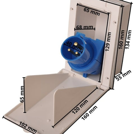 ProPlus CEE inbouwstekker - rechthoekig - 160x100 mm - wit