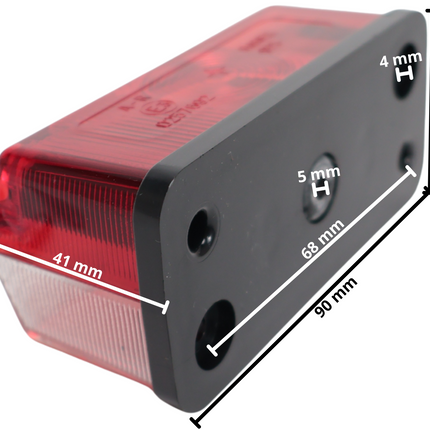 Radex Breedtelamp type 925 Rood/Wit inclusief montage materiaal