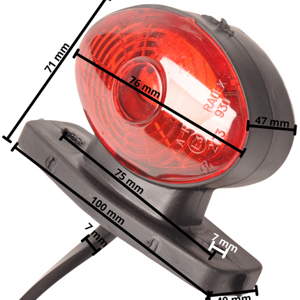Radex Radex 935 markeringslamp/contourlamp - rood/wit - LED - voorzien van 500 mm platte kabel/Quick connector aansluiting
