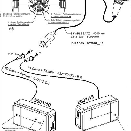 Radex Verlichtingsset - Radex 5001 - 13 polig - 5 meter hoofdkabel