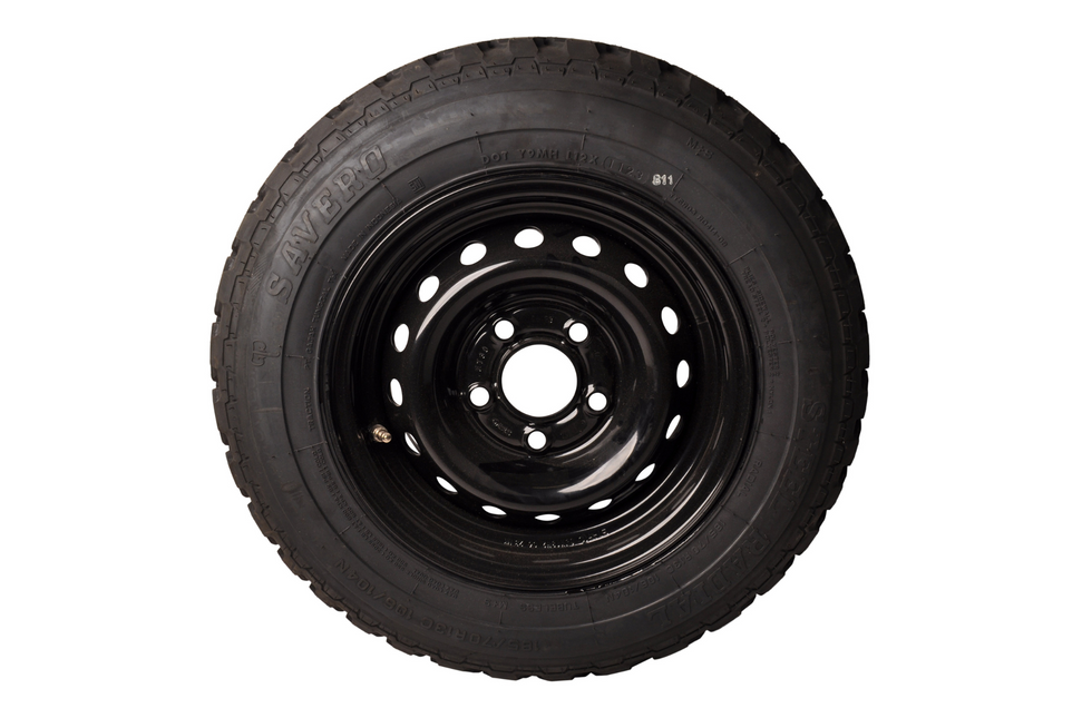 Savero Compleet aanhanger wiel - 185/70R13C - offroad profiel - zwarte velg - steekmaat: 5x112 - draagvermogen: 950 kg - naafdiameter: 67 mm