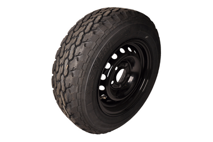 Savero Compleet wiel met offroad profiel en zwarte velg  - 185/70R13C  band + velg - mercedes steek: 5x112 - draagvermogen 950 kg -  67 mm naafdiameter