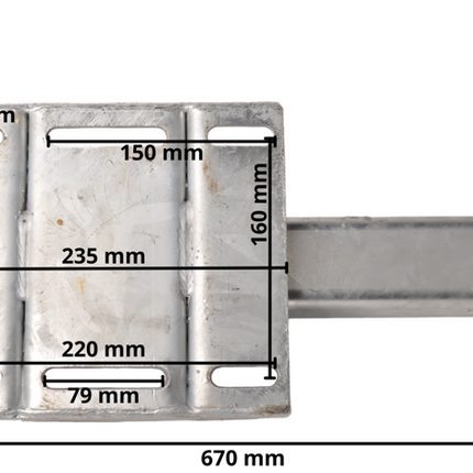 Schlegl Ongeremde torsie as - flensmaat 1250 mm >| 1850 mm - padmaat 900 >| 1400 mm - 750 kg - 4x100