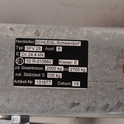 Schlegl Schlegl oplooprem aanhanger - SFV25B - maximaal trekvermogen: 2700 kg - V-dissel aansluiting