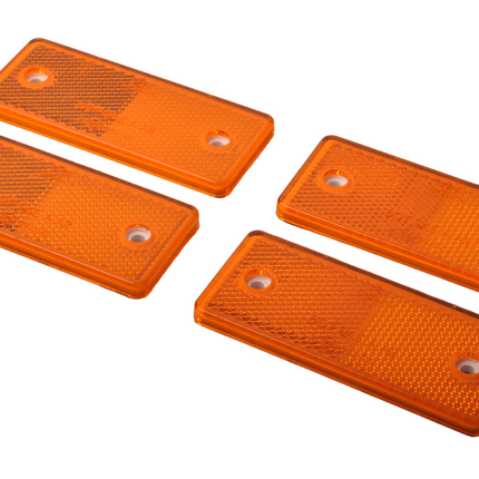 WAS Oranje/gele reflector 96x42 mm - zelfklevend & opschroefbaar - 4 stuks
