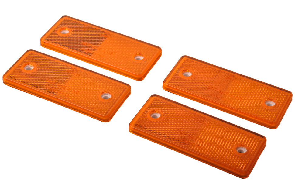 WAS Oranje/gele reflector 96x42 mm - zelfklevend & opschroefbaar - 4 stuks