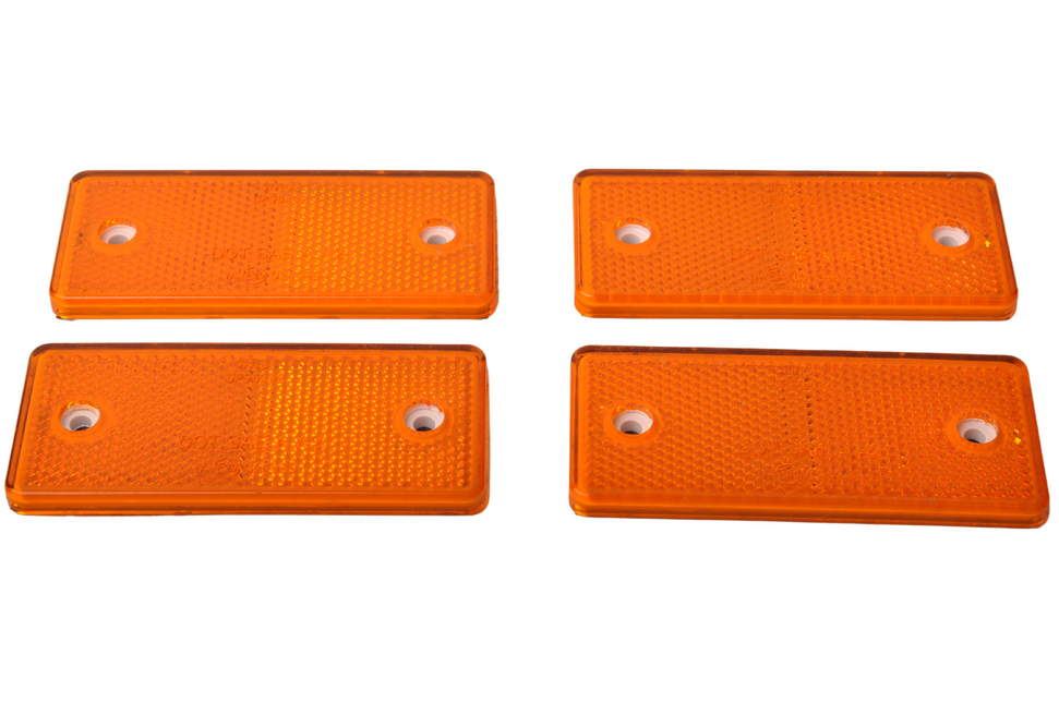 WAS Oranje/gele reflector 96x42 mm - zelfklevend & opschroefbaar - 4 stuks