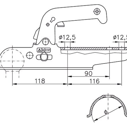 Winterhoff Winterhoff EM150-RG - rond 70 mm - 1500 kg - ongeremde koppeling
