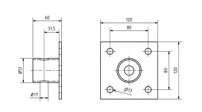Winterhoff Winterhoff flens voor klapbare steunpoten