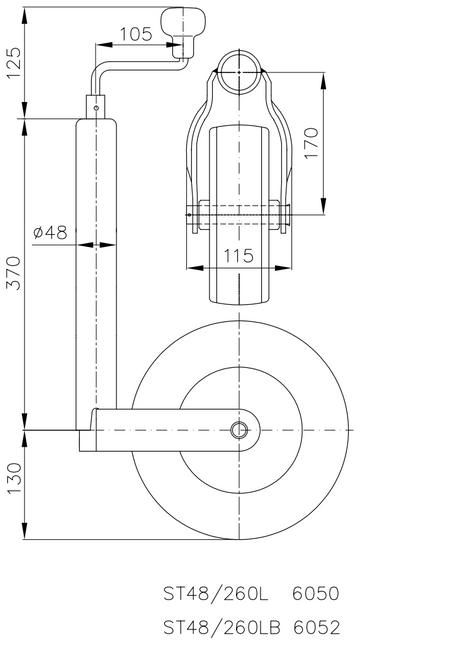 Winterhoff Winterhoff neuswiel met luchtband 48 mm - kunststof velg - 150 kg maximaal draagvermogen