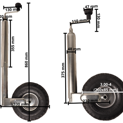 Winterhoff Winterhoff neuswiel met luchtband 48 mm - stalen velg - 150 kg maximaal draagvermogen