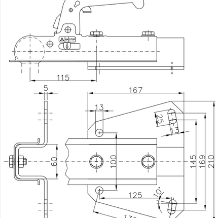 Winterhoff Winterhoff V-dissel - koker 50 mm - 800 kg - ongeremde koppeling