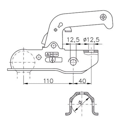 Winterhoff Winterhoff WW13N - rond 45 mm - 1500 kg - geremde koppeling