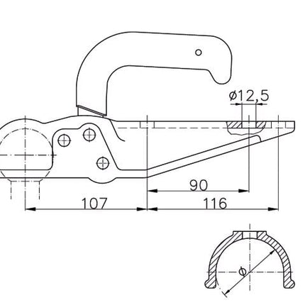 Winterhoff Winterhoff WW20-F1 - rond 60 mm - 2000 kg - ongeremde koppeling